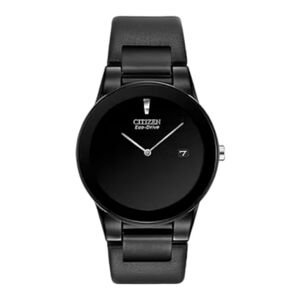 Citizen Axiom Mens Black Leather Strap Watch